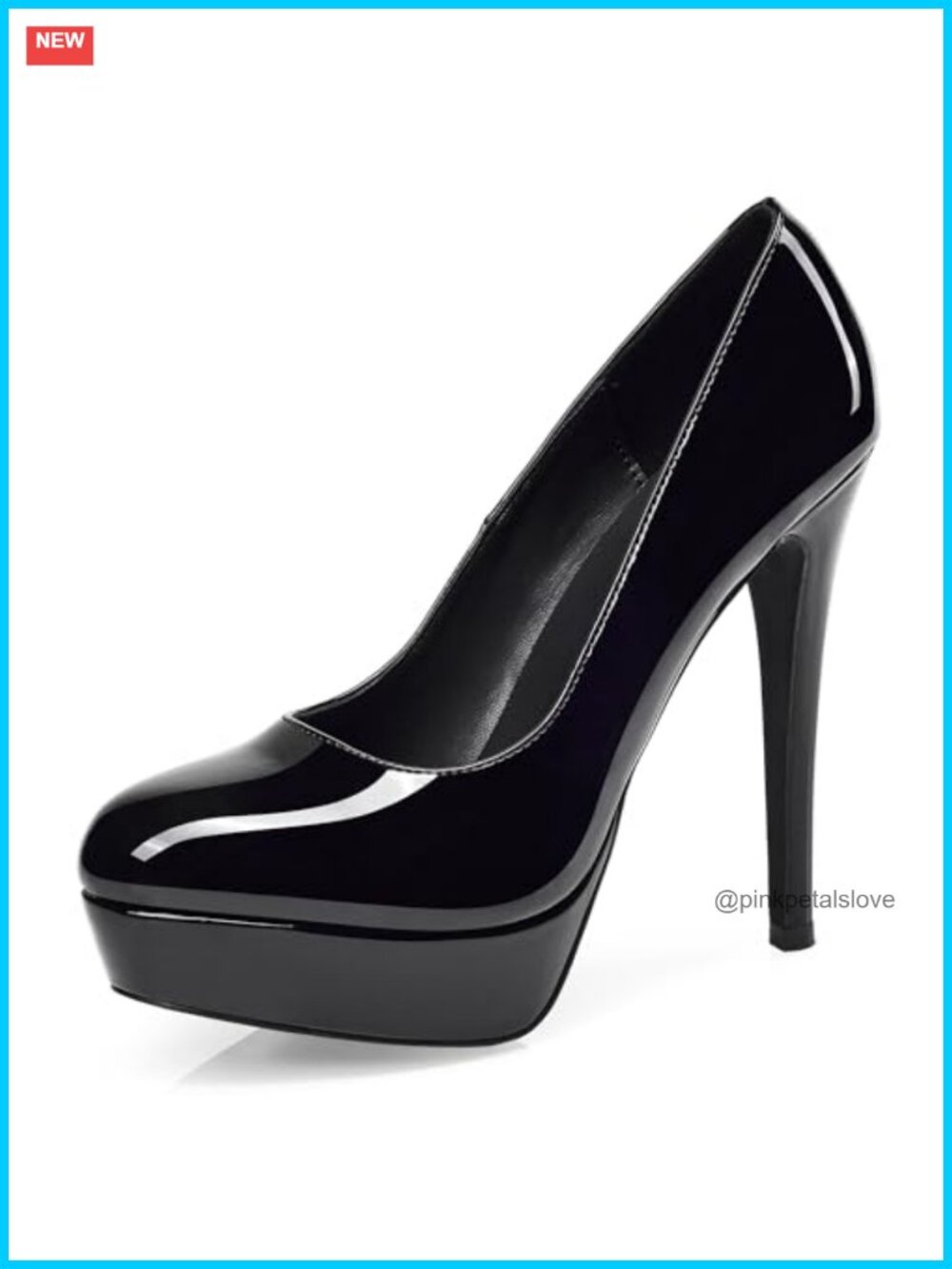 Platform Stiletto Heels Round Toe Patent Faux Leather Pumps for Party Prom